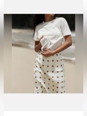 Jenni Kayne Cleo Polka Dot Slip Skirt in Cream and Brown